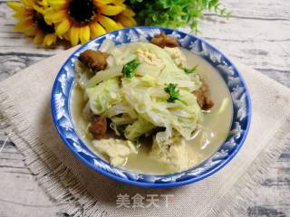 白菜冻豆腐烩小酥肉的做法步骤：16