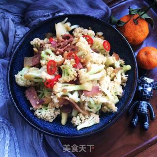 火腿炒菜花的做法步骤：10