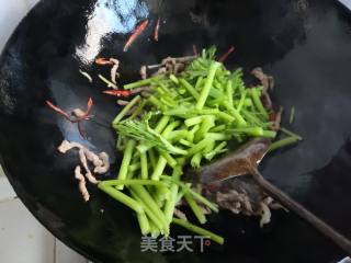 肉丝炒茼蒿的做法步骤：9