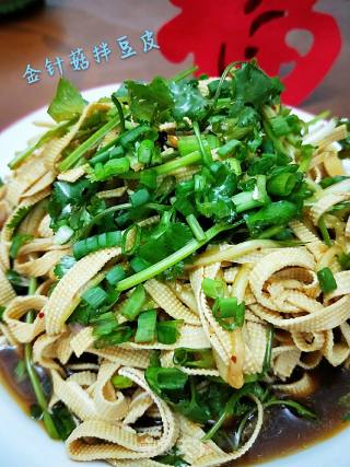 如何做出爽口的豆皮拌金针菇的做法步骤：11