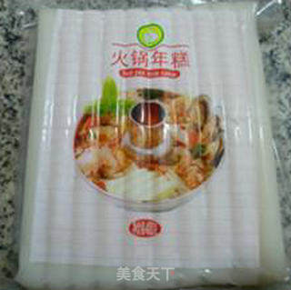 黄芽菜辣炒年糕的做法步骤：1
