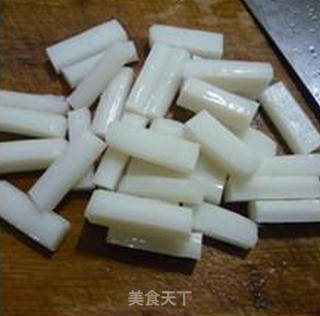 黄芽菜辣炒年糕的做法步骤：7