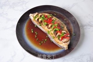 香菇蒸比目鱼的做法步骤：9
