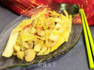 白菜炒白蘑菇的做法步骤：5