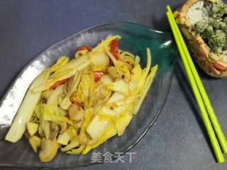 白菜炒白蘑菇的做法步骤：6