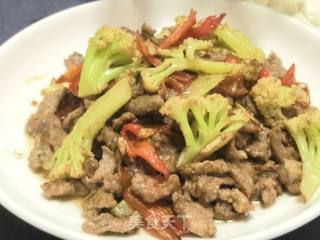 牛肉煸炒有机花菜的做法步骤：6