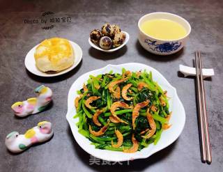 蒜蓉茼蒿炒磷虾的做法步骤：12
