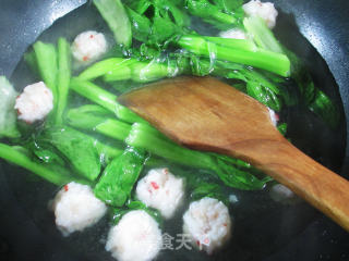 虾味球菜芯宽粉的做法步骤：8