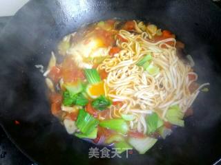 香菇油菜荷包蛋汤面的做法步骤：11