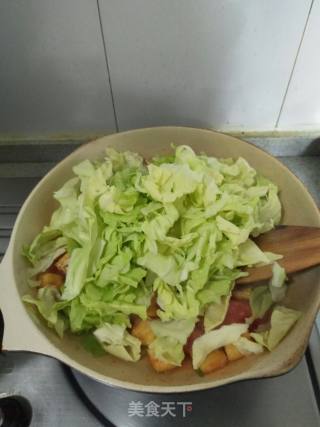 豆腐泡炒卷心菜的做法步骤：11
