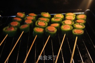 烤辣椒火腿串的做法步骤：6