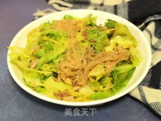 圆白菜炒粉丝肉丝的做法步骤：6