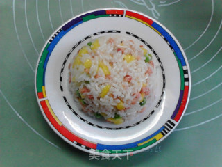 酸甜好味午餐肉菠萝炒饭的做法步骤：15