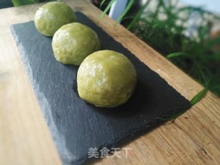 鱼松咸蛋黄馅青团的做法步骤：16