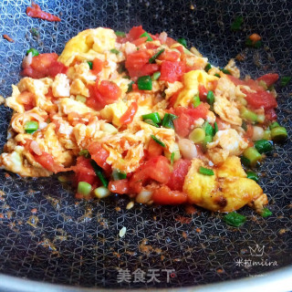 青蒜番茄炒蛋的做法步骤：6