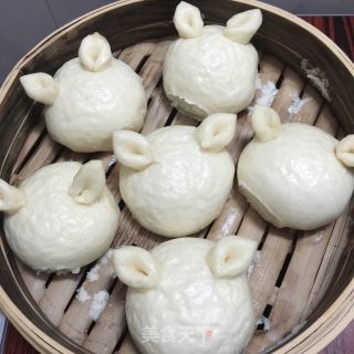 芝麻馅喵喵包子的做法步骤：14