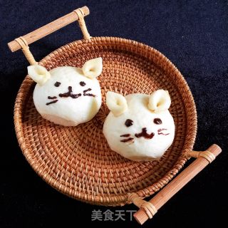 芝麻馅喵喵包子的做法步骤：15