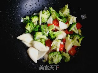 西兰花炒茭白的做法步骤：6