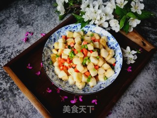 春葱火腿肠炒馍花的做法步骤：10