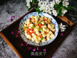 春葱火腿肠炒馍花的做法步骤：11