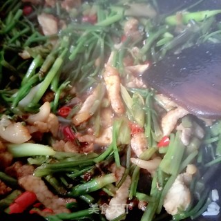 野芹菜梗炒肉的做法步骤：8