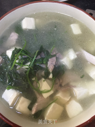 豆腐扣子菜肉汤的做法步骤：7