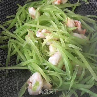 鲜虾仁炒莴苣丝的做法步骤：14