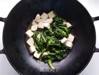 蓬蒿菜烧豆腐的做法步骤：7