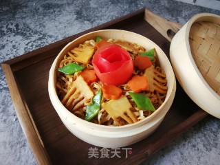扁豆春笋蒸卤面的做法步骤：15