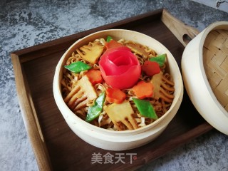 扁豆春笋蒸卤面的做法步骤：16