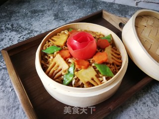 扁豆春笋蒸卤面的做法步骤：17