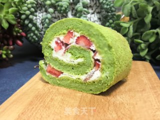 菠菜草莓蛋糕卷的做法步骤：18