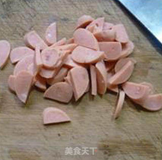 香菜火腿肠炒鸡蛋的做法步骤：5