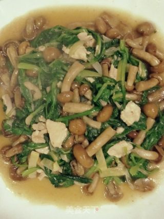 小白菜炒滑子蘑的做法步骤：12