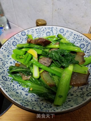 腊肉炒芥菜心的做法步骤：5