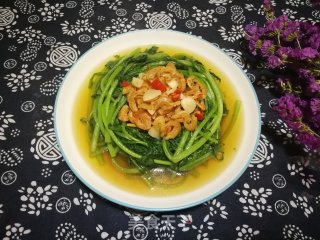 虾干泼茼蒿的做法步骤：6