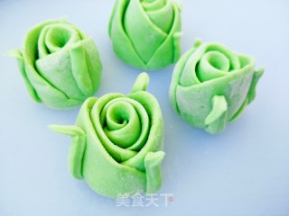 绿玫瑰花馒头的做法步骤：12