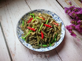 蒸楮桃穗炒蒜苔的做法步骤：15