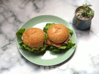 培根青菜汉堡????的做法步骤：7