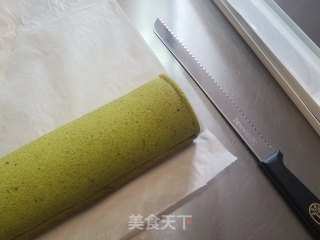 抹茶蜜豆蛋糕卷的做法步骤：17