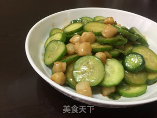 青瓜炒鲜贝的做法步骤：8