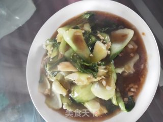 浇汁蒜香油菜的做法步骤：7