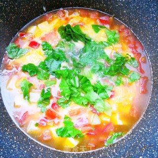 番茄豆腐青菜蛋汤的做法步骤：10