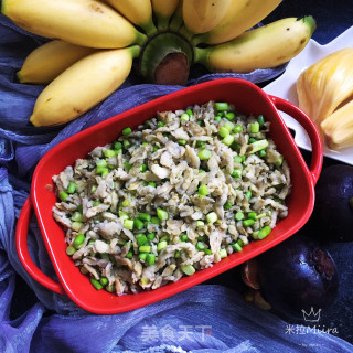 蒜苔炒槐花麦饭的做法步骤：9