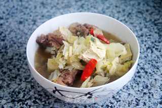 排骨圆白菜炖冻豆腐的做法步骤：7