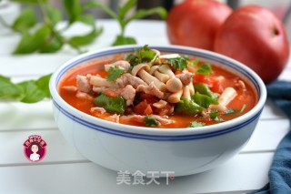 番茄蘑菇肉片汤的做法步骤：11