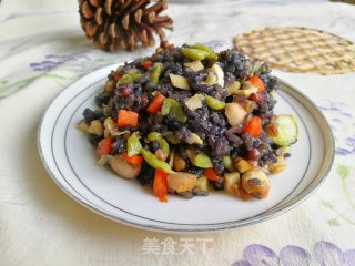 咸肉炒乌米饭的做法步骤：7