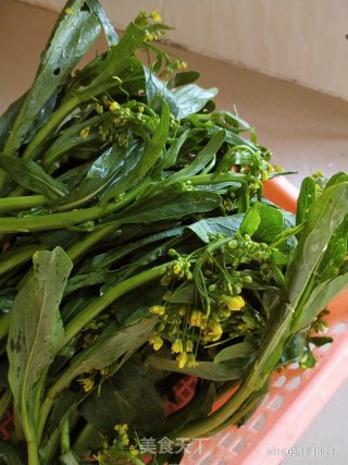 清炒油菜花的做法步骤：1