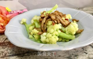 干炒肉丝拌花菜的做法步骤：18