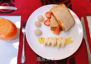 鸡蛋三明治+香蕉鱼的做法步骤：18
